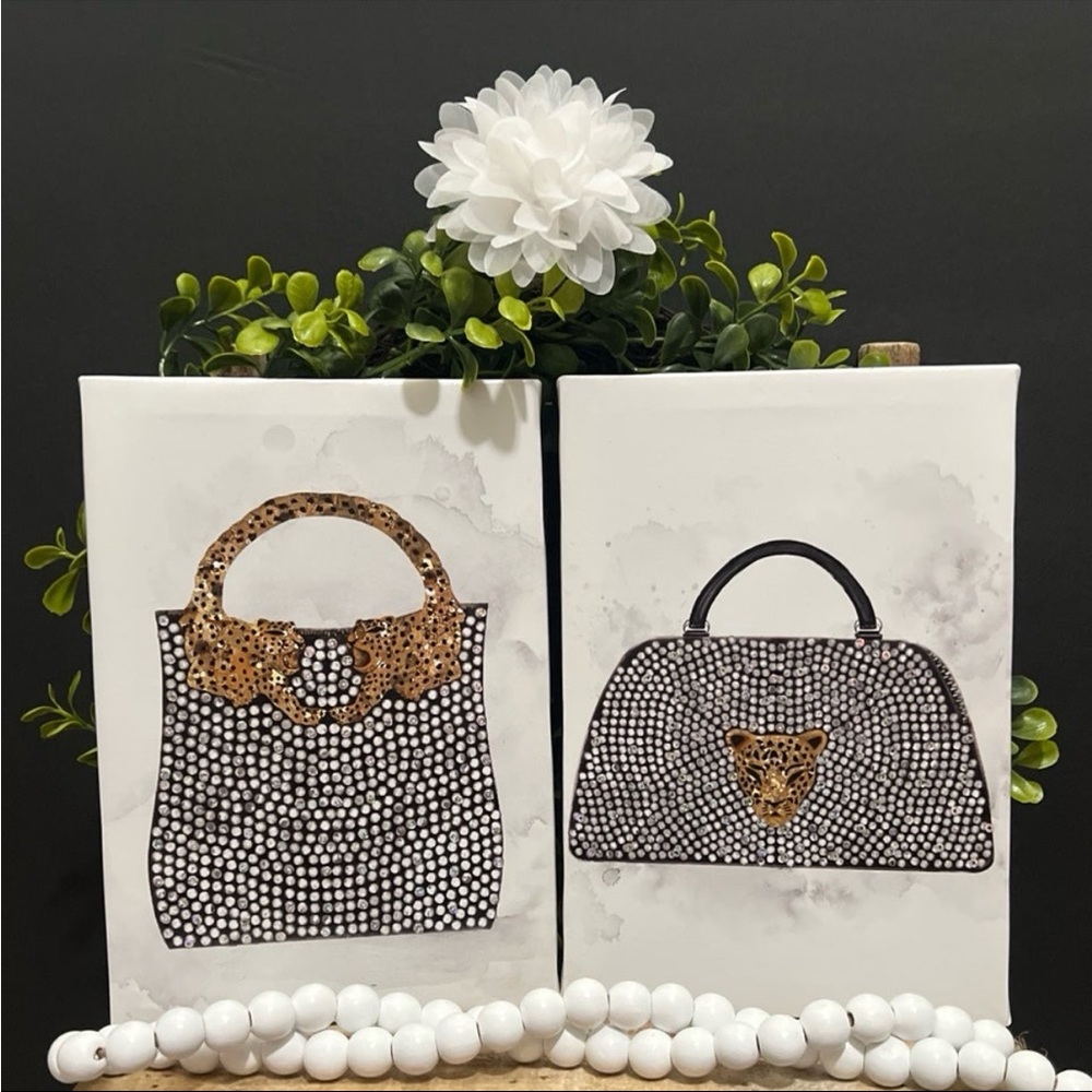 Cheetah Sequins Handbags Canvas Pictures
